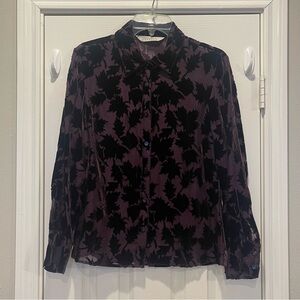 Vtg Express Women’s Small 90s Silk Blend Sheer Velvet Burnout Plum Whimsigoth